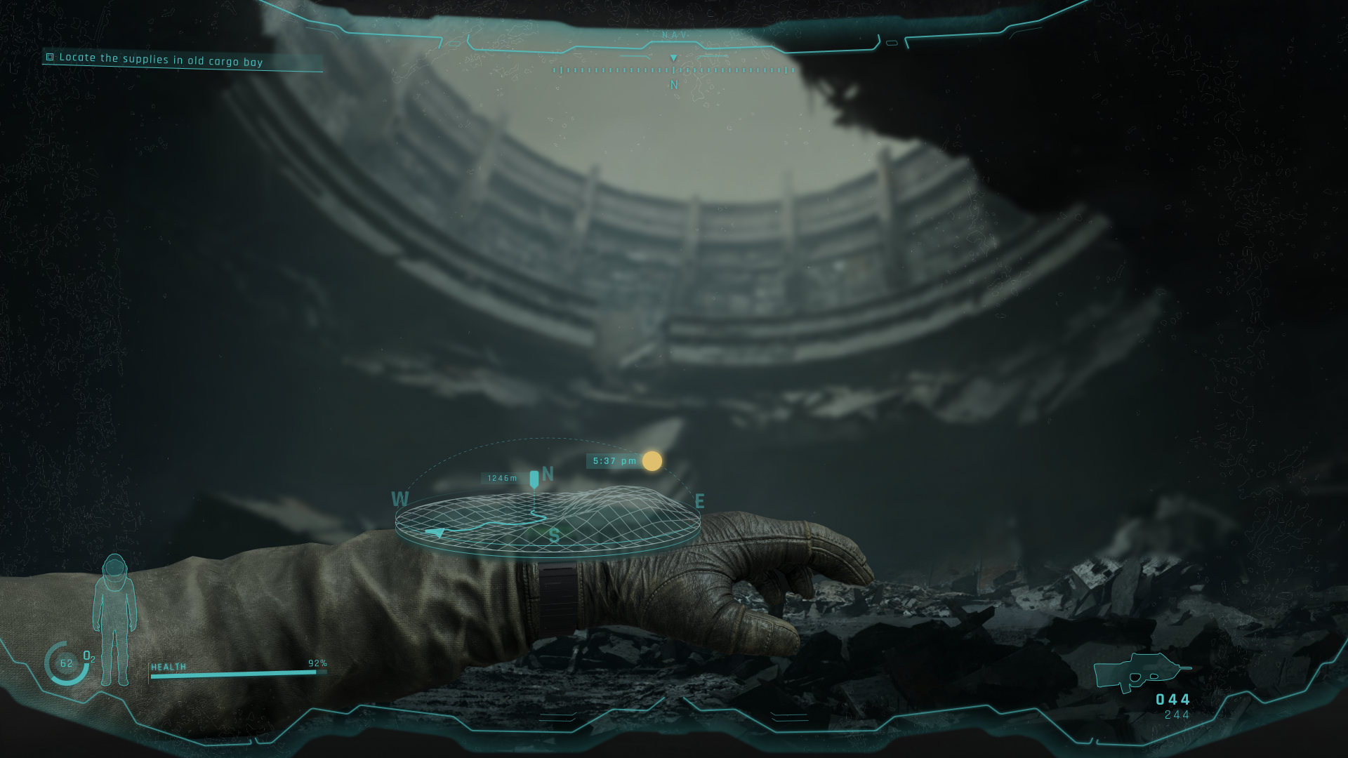 DIEGETIC NAVIGATION - HOLOGRAPHIC WRIST MAP